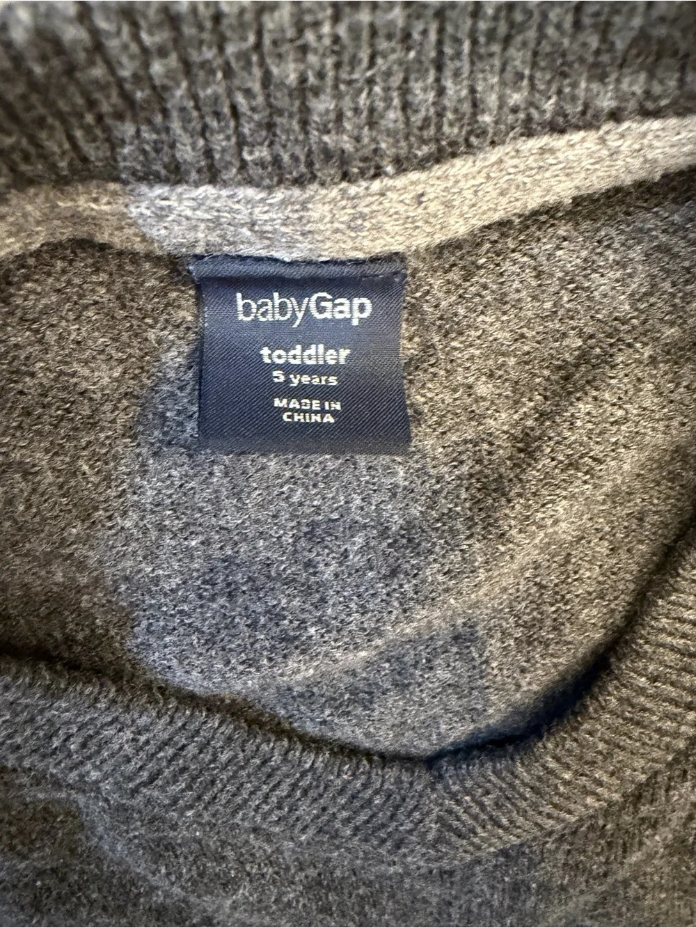 GAP Charcoal V-Neck Sweater with Light Gray Elbow Patches
